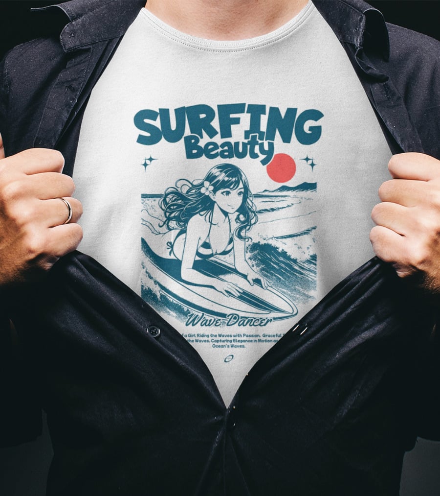 SURFING Beauty Wave Dancer Ocean's Waves Passion Graceful Surfing Empowerment Elegant Motion T-Shirt