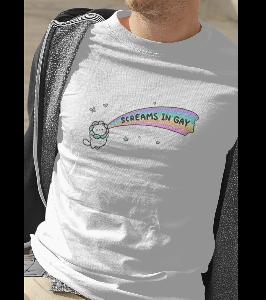 Cat Screams In Gay Rainbow Aesthetic T-Shirt