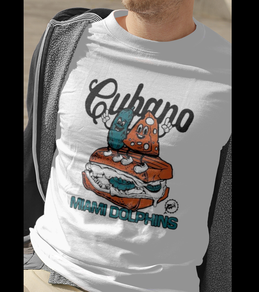 Cubano Miami Dolphins Sandwich Cartoon Characters T-Shirt