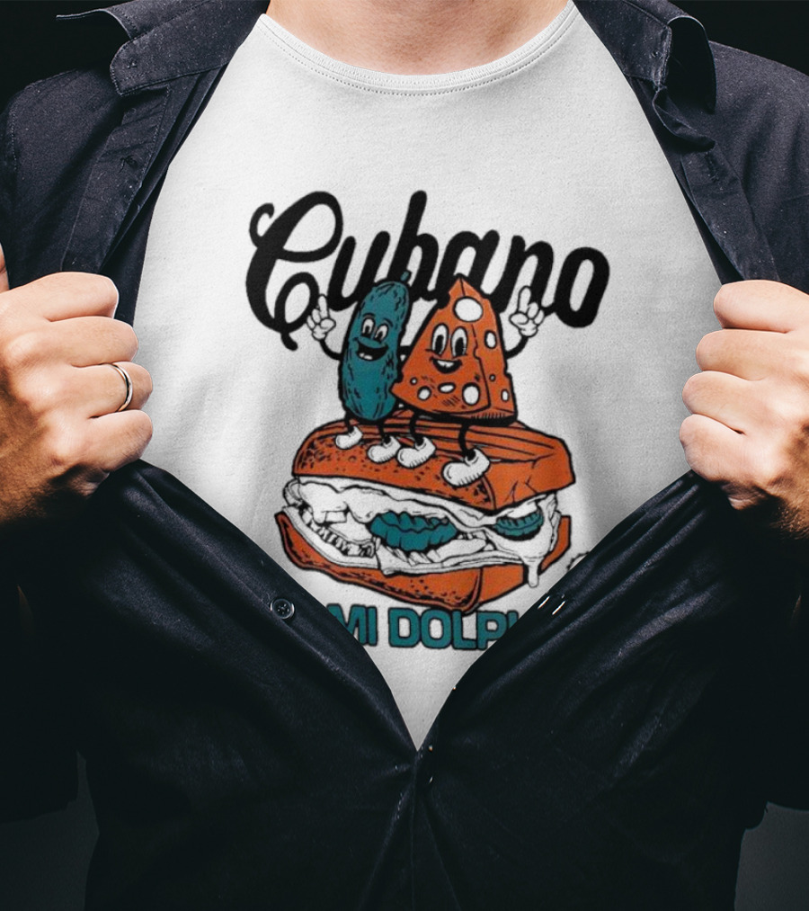 Cubano Miami Dolphins Sandwich Cartoon Characters T-Shirt