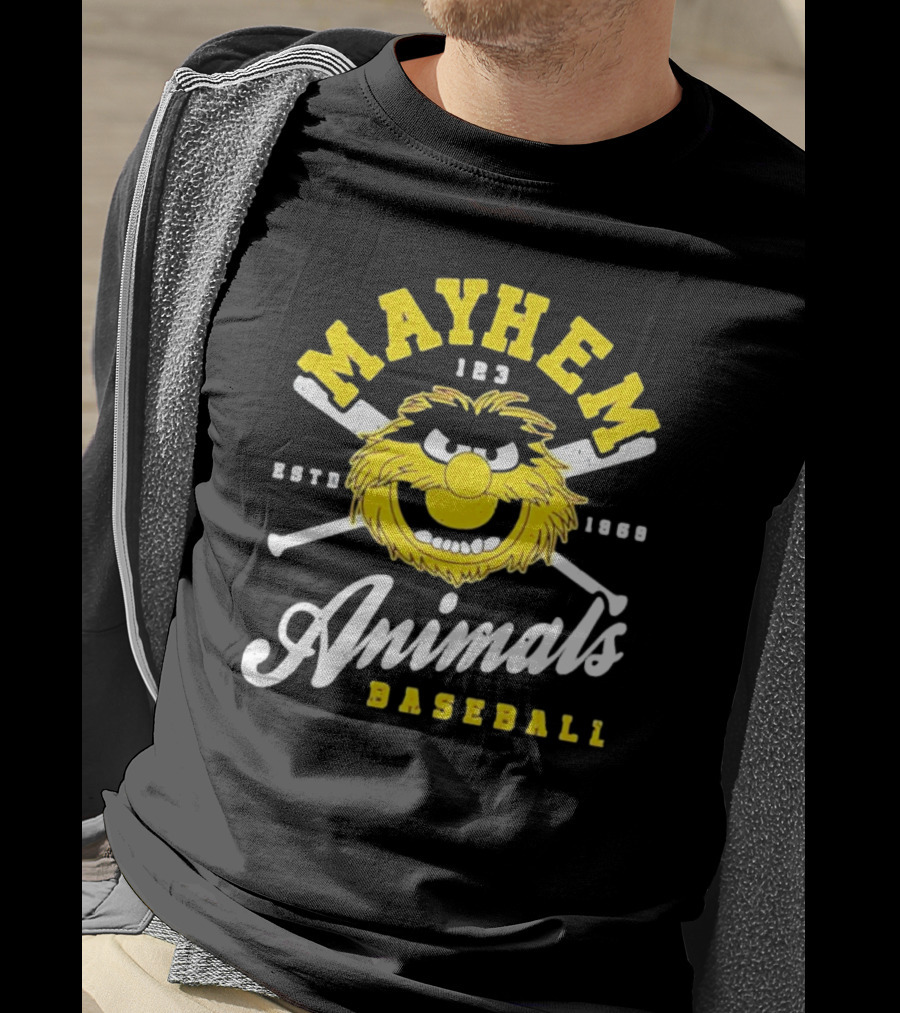 Mayhem 123 ESTD 1969 Animals Baseball T-Shirt