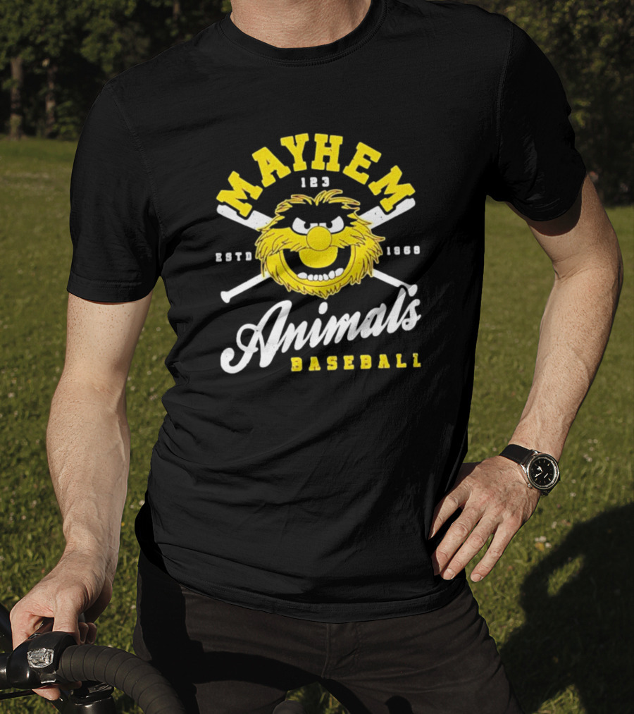 Mayhem 123 ESTD 1969 Animals Baseball T-Shirt