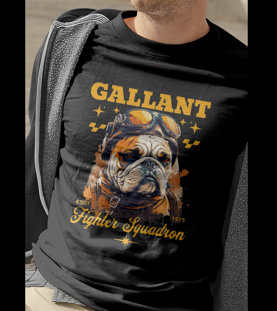 Gallant Bulldog Fighter Squadron 1975 Vintage Pilot Theme ESDT T-Shirt