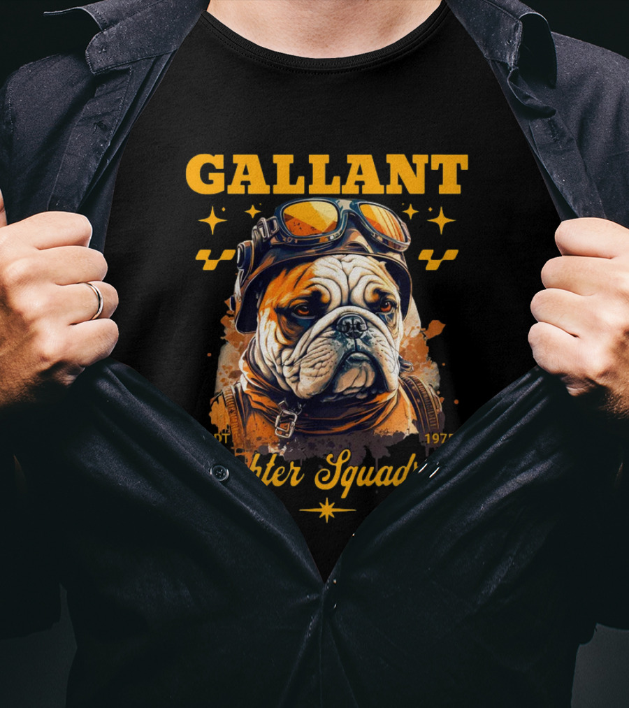 Gallant Bulldog Fighter Squadron 1975 Vintage Pilot Theme ESDT T-Shirt