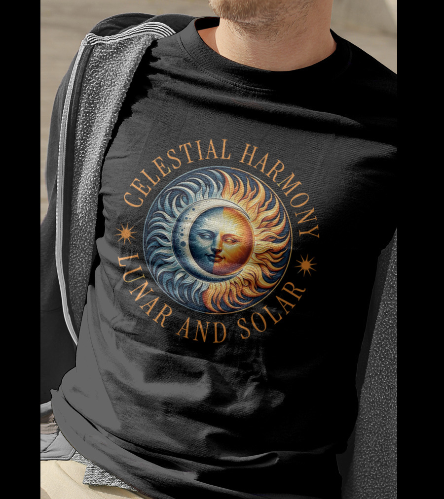Celestial Harmony Lunar And Solar Duality Moon And Sun Symmetry T-Shirt