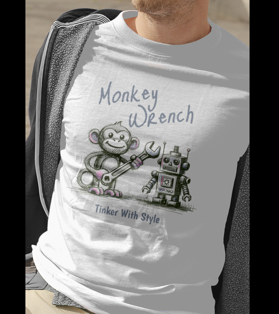 Monkey Wrench Tinker With Style Robot And Monkey T-Shirt