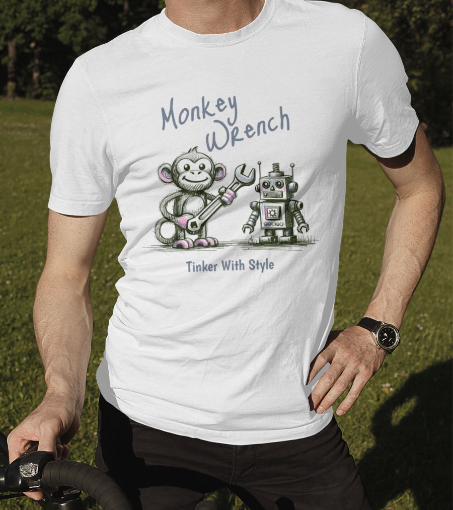 Monkey Wrench Tinker With Style Robot And Monkey T-Shirt