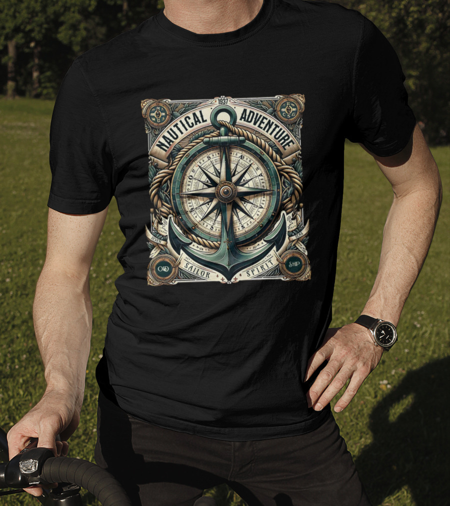Nautical Adventure 1937 Old Sailor Spirit Ship Compass Anchor T-Shirt