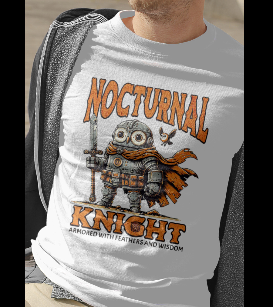 Nocturnal Knight Armored With Feathers And Wisdom Owl T-Shirt