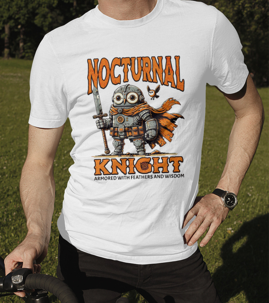 Nocturnal Knight Armored With Feathers And Wisdom Owl T-Shirt