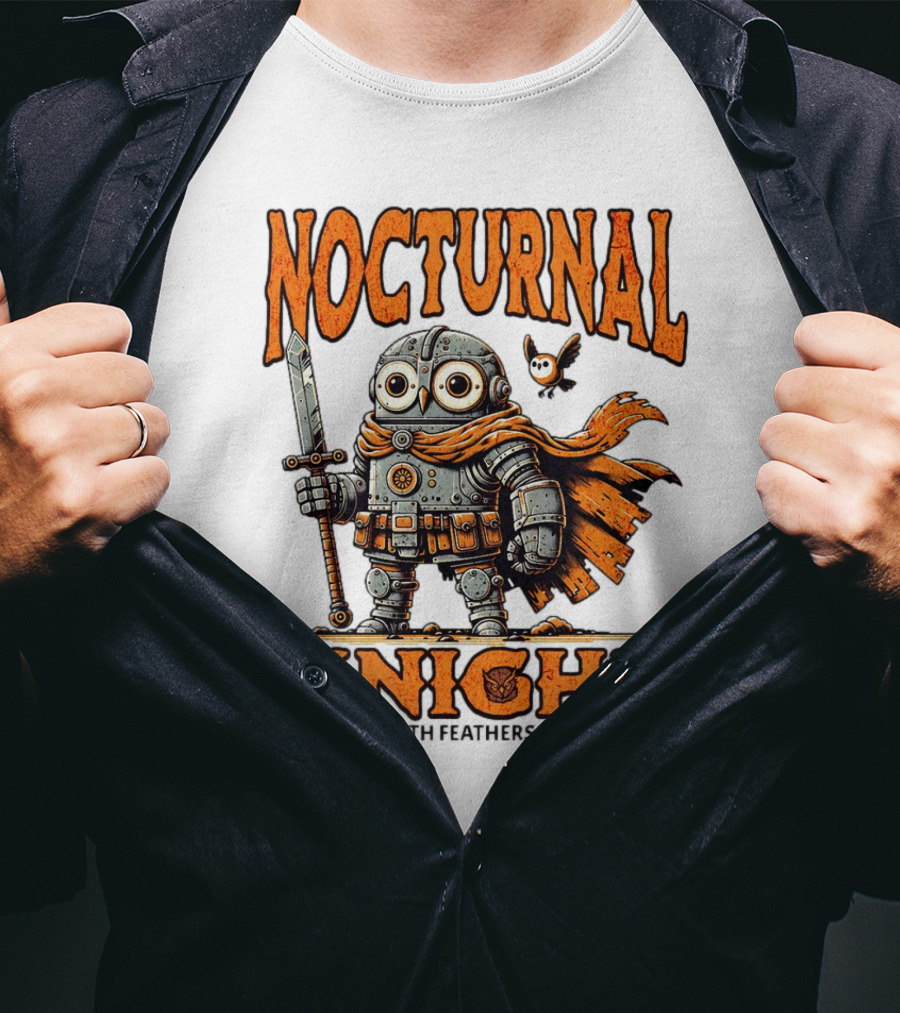 Nocturnal Knight Armored With Feathers And Wisdom Owl T-Shirt