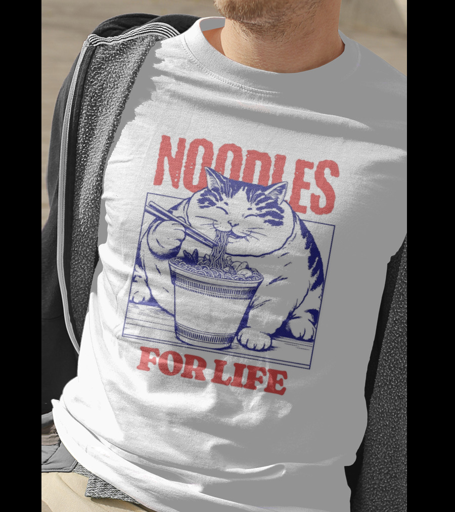 Noodles For Life Cat Eating Ramen T-Shirt