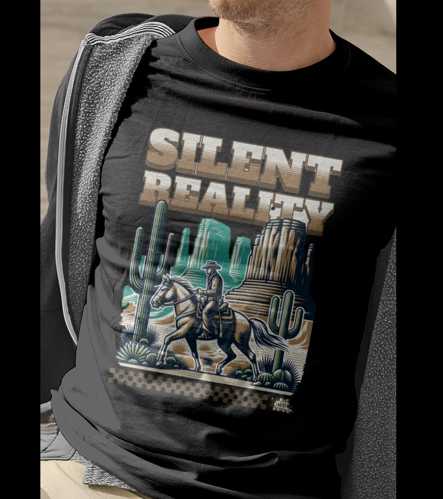 Silent Reality Cowboy Landscape With Cactus And Buttes T-Shirt