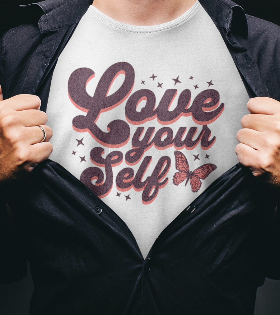 Love Yourself Butterfly With Stars T-Shirt