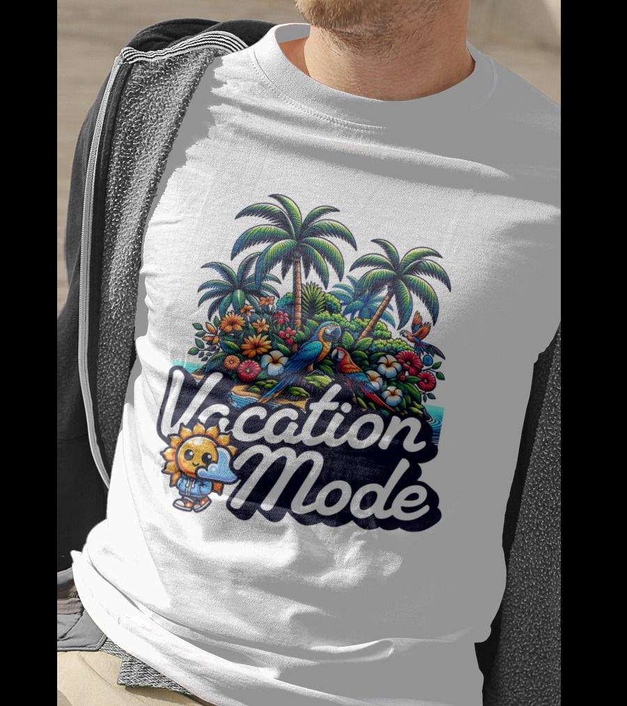 Vacation Mode Tropical Paradise Parrots And Palms T-Shirt