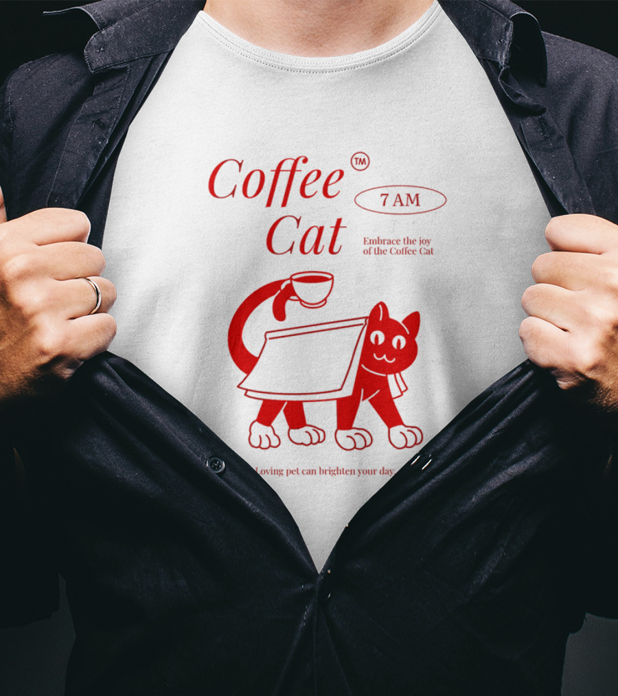 Coffee Cat 7 AM Embrace The Joy Of The Coffee Cat T-Shirt