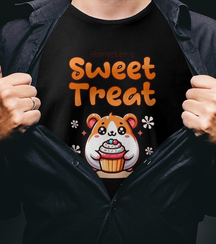 Hamster's Sweet Treat Cupcake Cute Creamy Delight T-Shirt