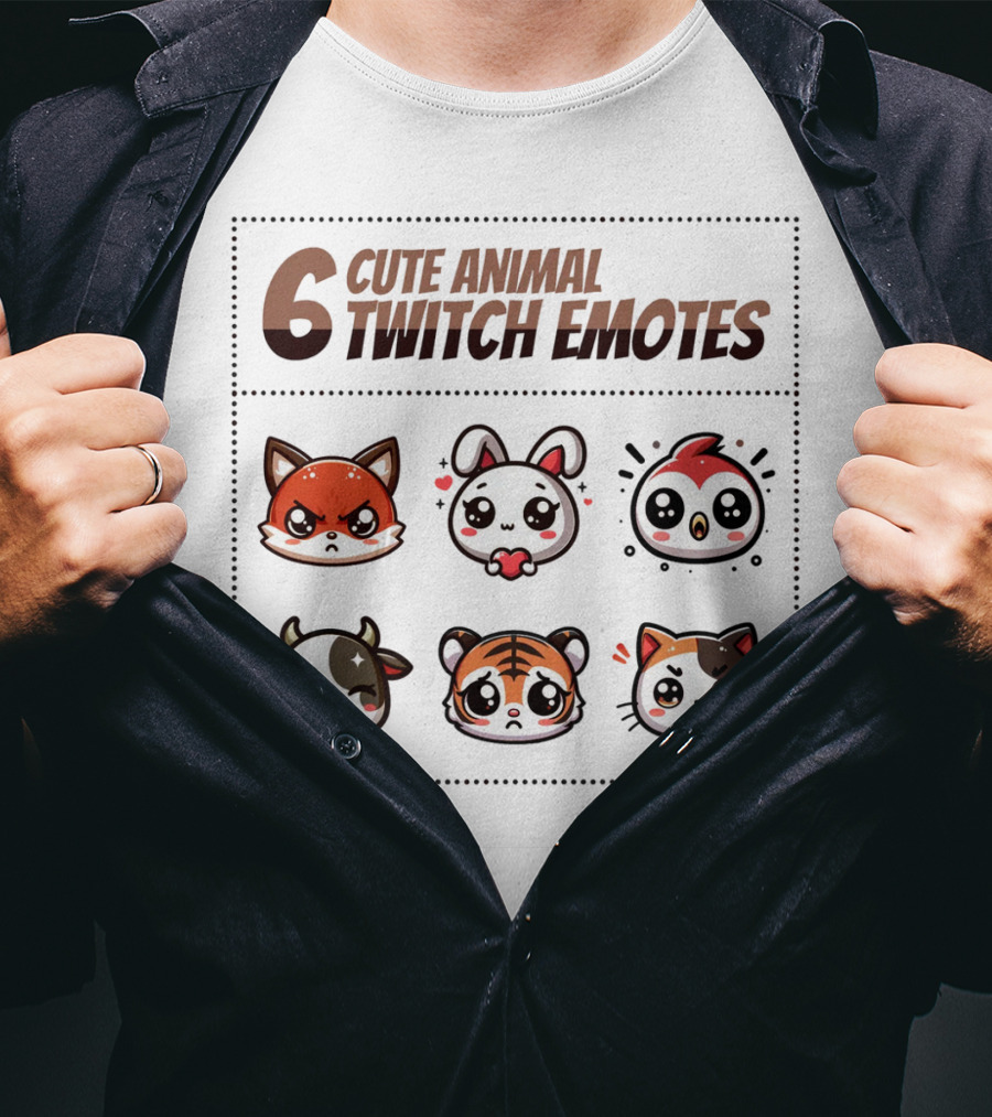 6 Cute Animal Twitch Emotes T-Shirt