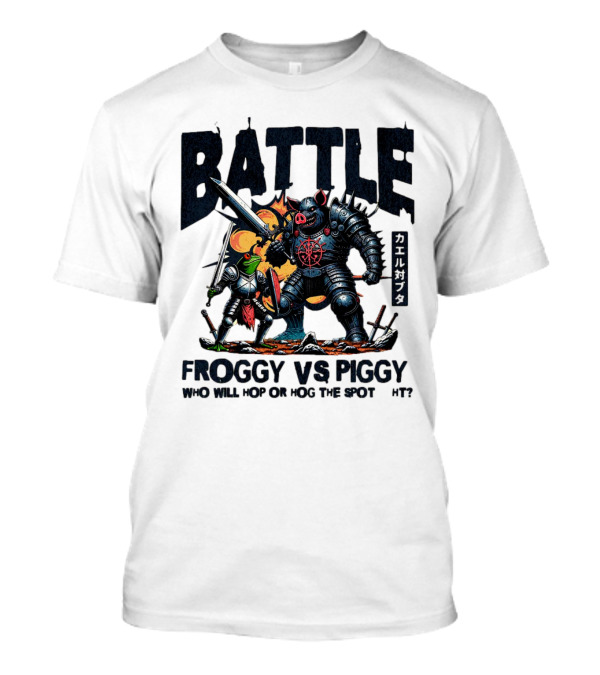 Battle Froggy Vs Piggy Knight Who Will Hop Or Hog The Spot T-Shirt