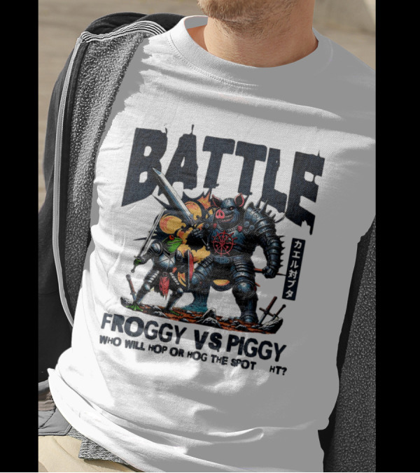 Battle Froggy Vs Piggy Knight Who Will Hop Or Hog The Spot T-Shirt