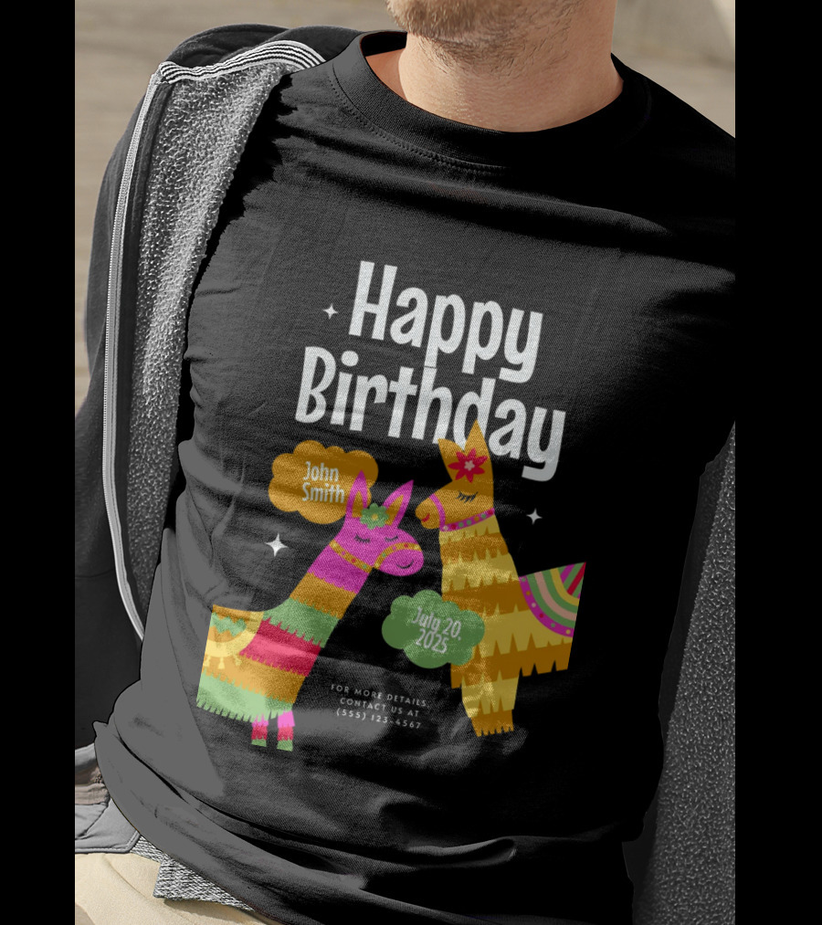 Happy Birthday John Smith Llamas July 20 2025 T-Shirt