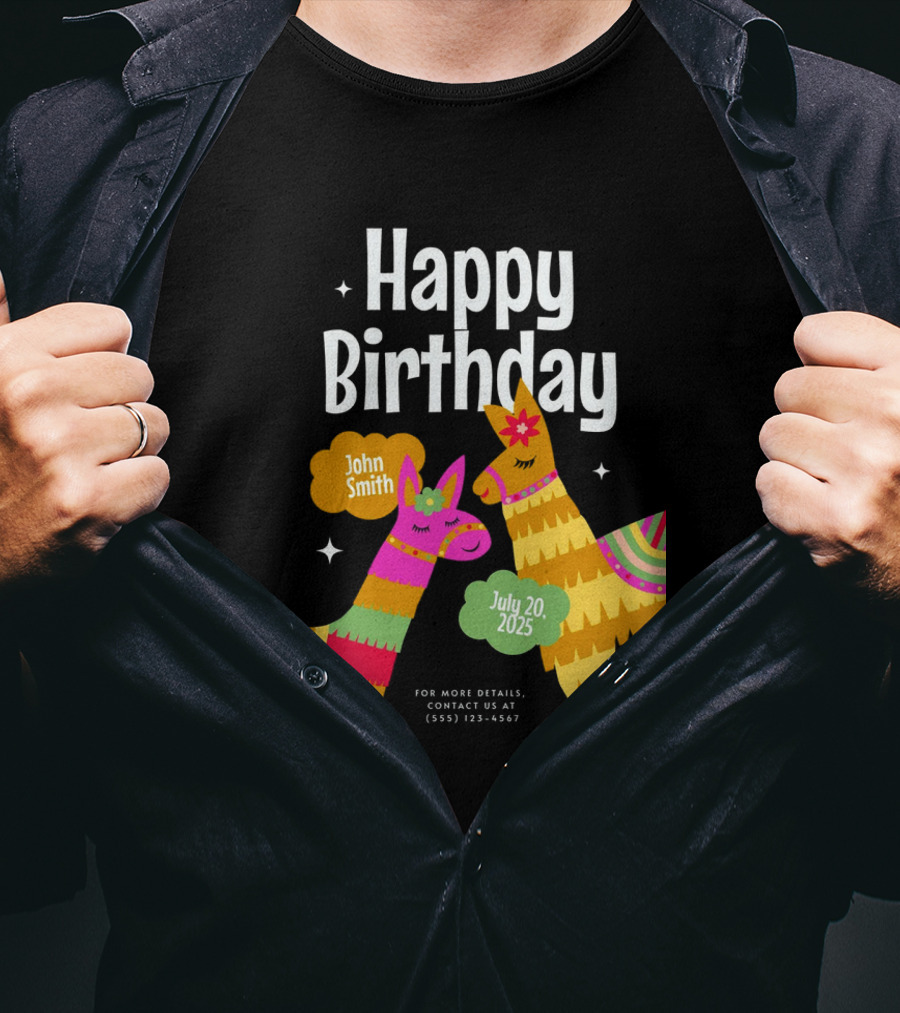 Happy Birthday John Smith Llamas July 20 2025 T-Shirt