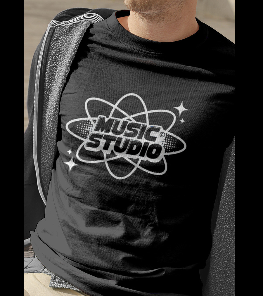 Music Studio Atomic Sound Waves And Stars T-Shirt