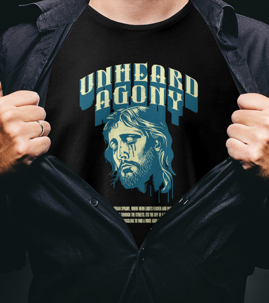 Unheard Agony Neon Lights Silent Scream Struggling Voice Chaos T-Shirt