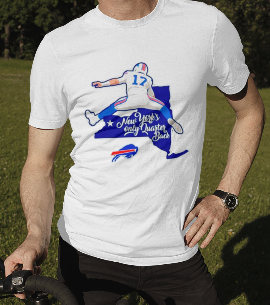 Buffalo Bills 17 New York's Only Quarterback With Iconic Jump And Team Colors T-Shirt
