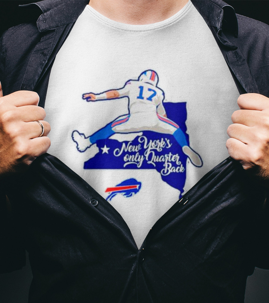 Buffalo Bills 17 New York's Only Quarterback With Iconic Jump And Team Colors T-Shirt