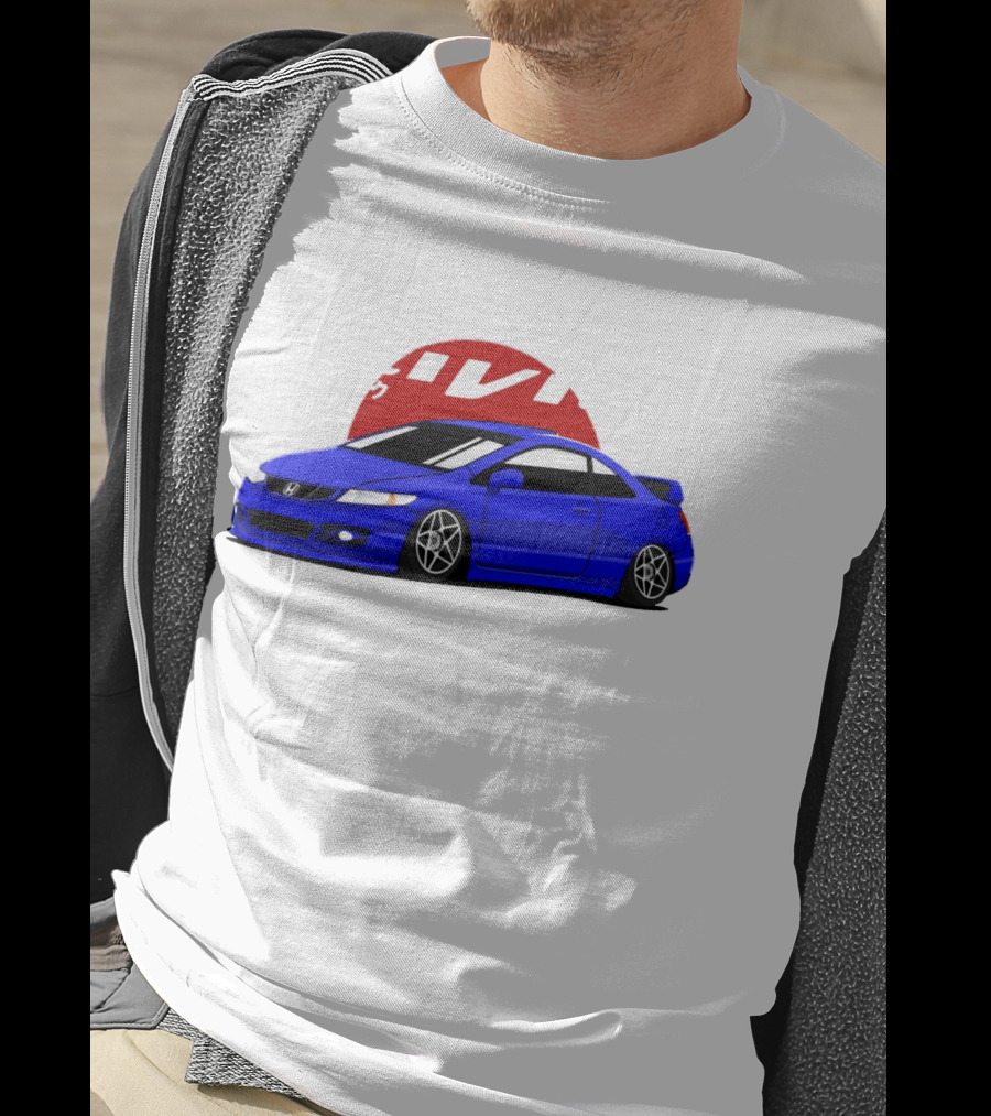 Civic SI JDM Cars Blue Honda With Japanese Characters T-Shirt