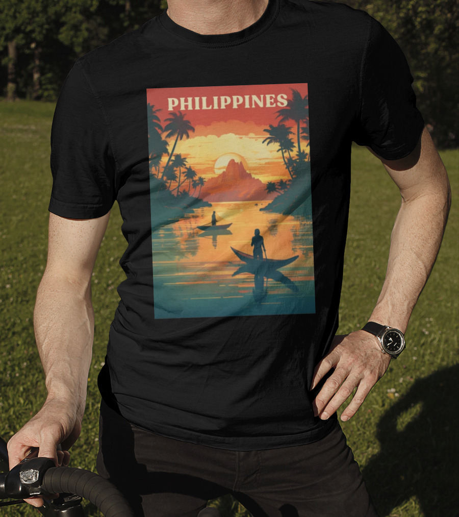 Philippines Sunset Canoe Adventure Tropical Paradise Scene T-Shirt
