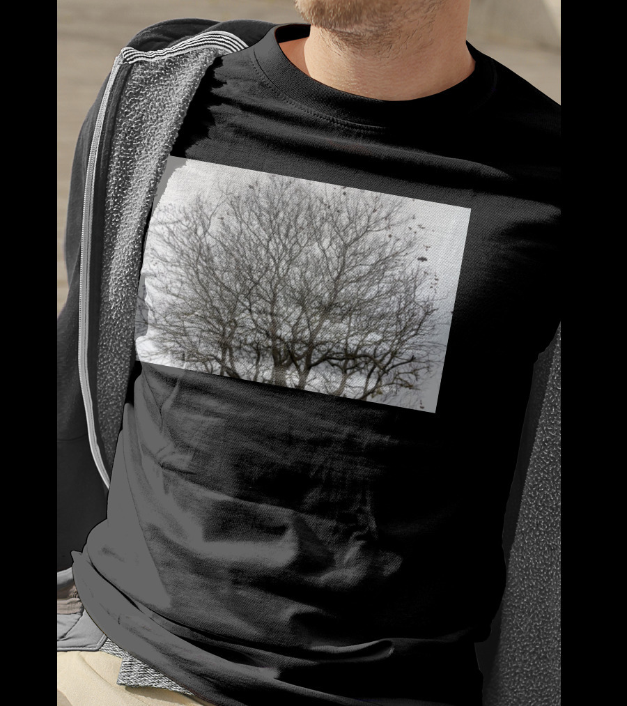 Winters Tracery Bare Tree Branches In Overcast Grey Sky T-Shirt