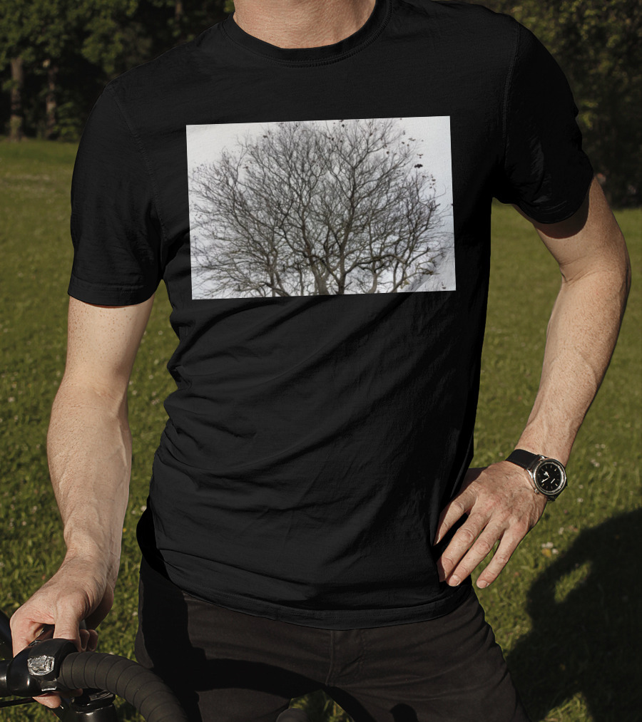 Winters Tracery Bare Tree Branches In Overcast Grey Sky T-Shirt