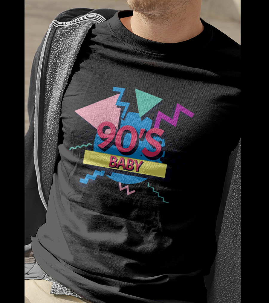 90's Baby Retro Geometric Shapes Colorful Triangles Zigzag T-Shirt