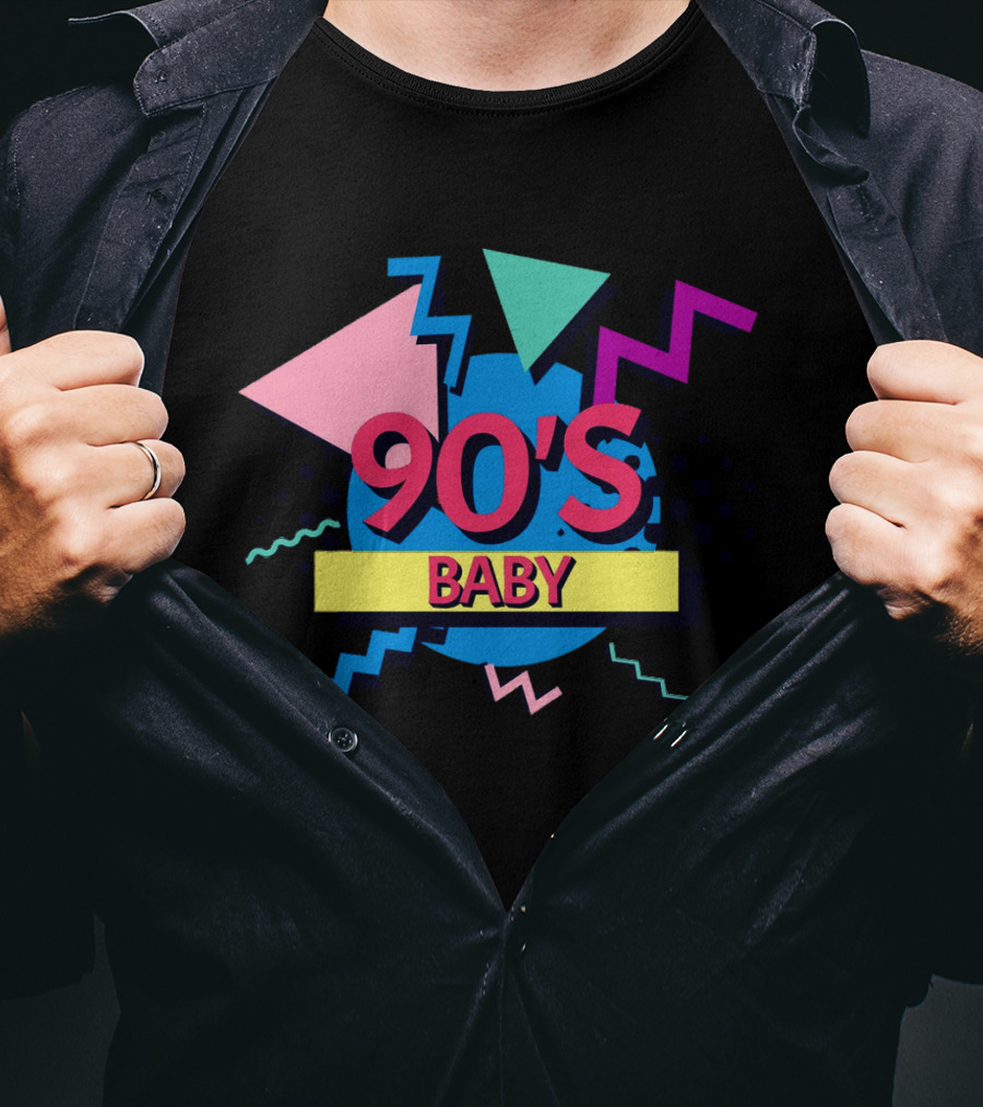 90's Baby Retro Geometric Shapes Colorful Triangles Zigzag T-Shirt