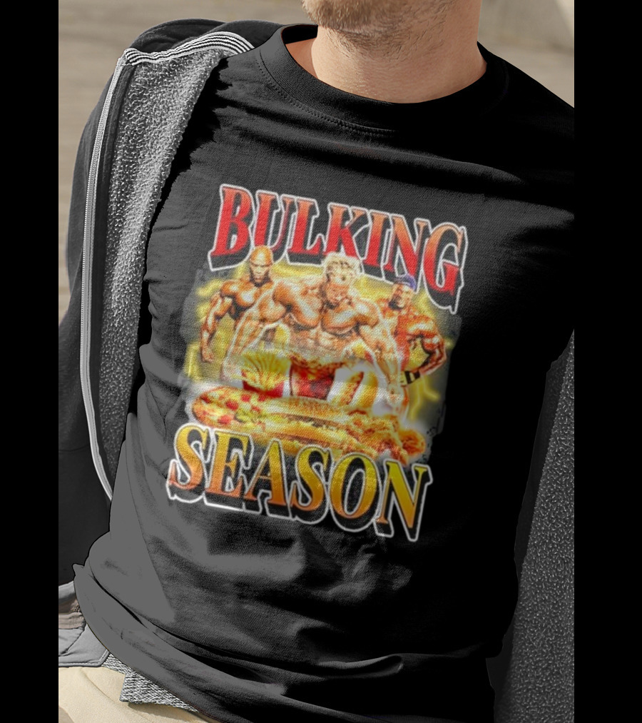 Notsafeforwear Bulking Season Muscular Trio And Feast T-Shirt