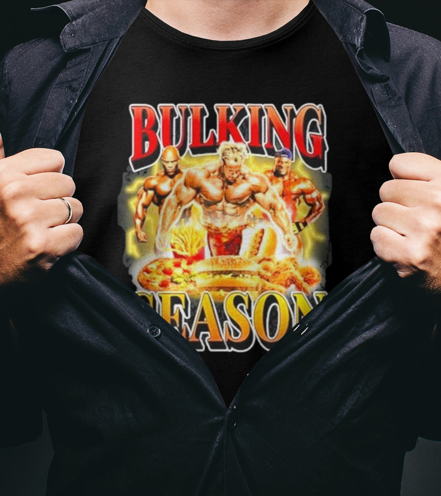 Notsafeforwear Bulking Season Muscular Trio And Feast T-Shirt