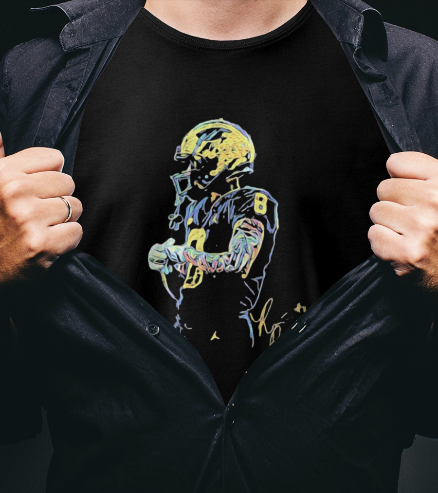 RB8 Signature Football Artwork With Player Number 8 T-Shirt