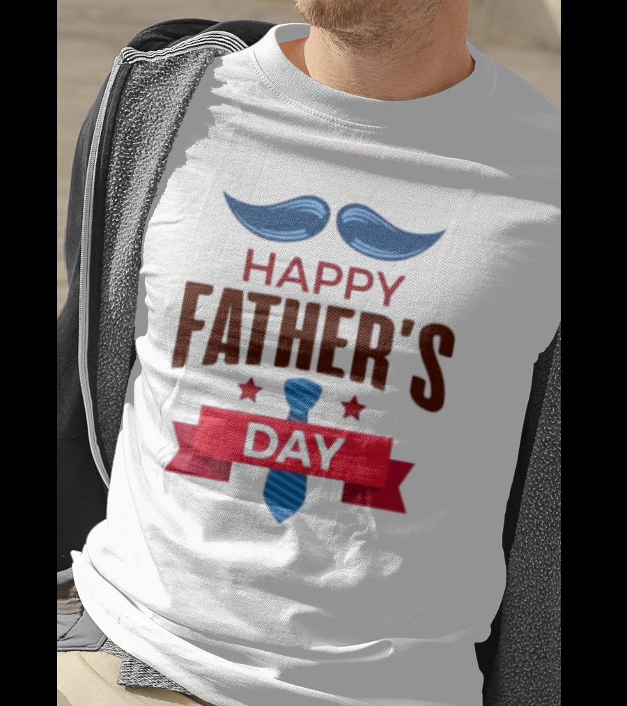Happy Father's Day Blue Mustache And Tie T-Shirt
