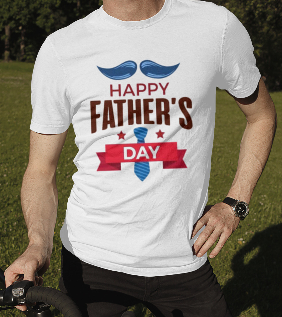 Happy Father's Day Blue Mustache And Tie T-Shirt