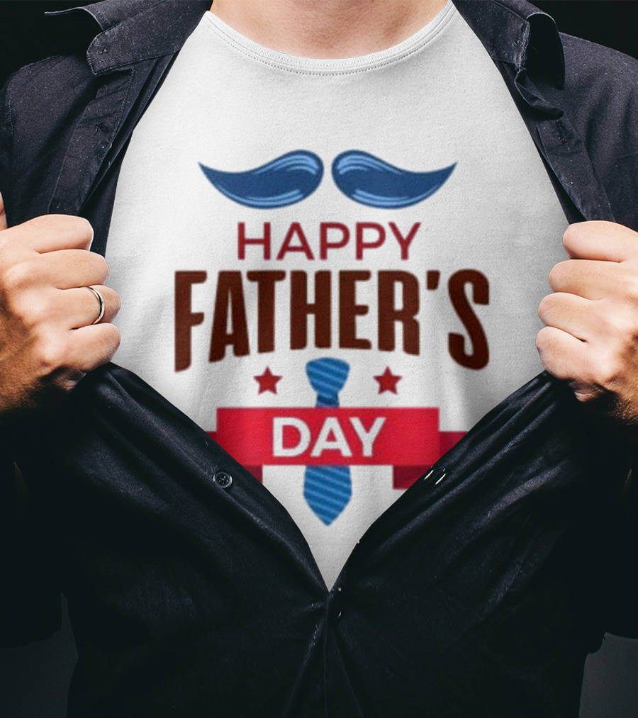 Happy Father's Day Blue Mustache And Tie T-Shirt