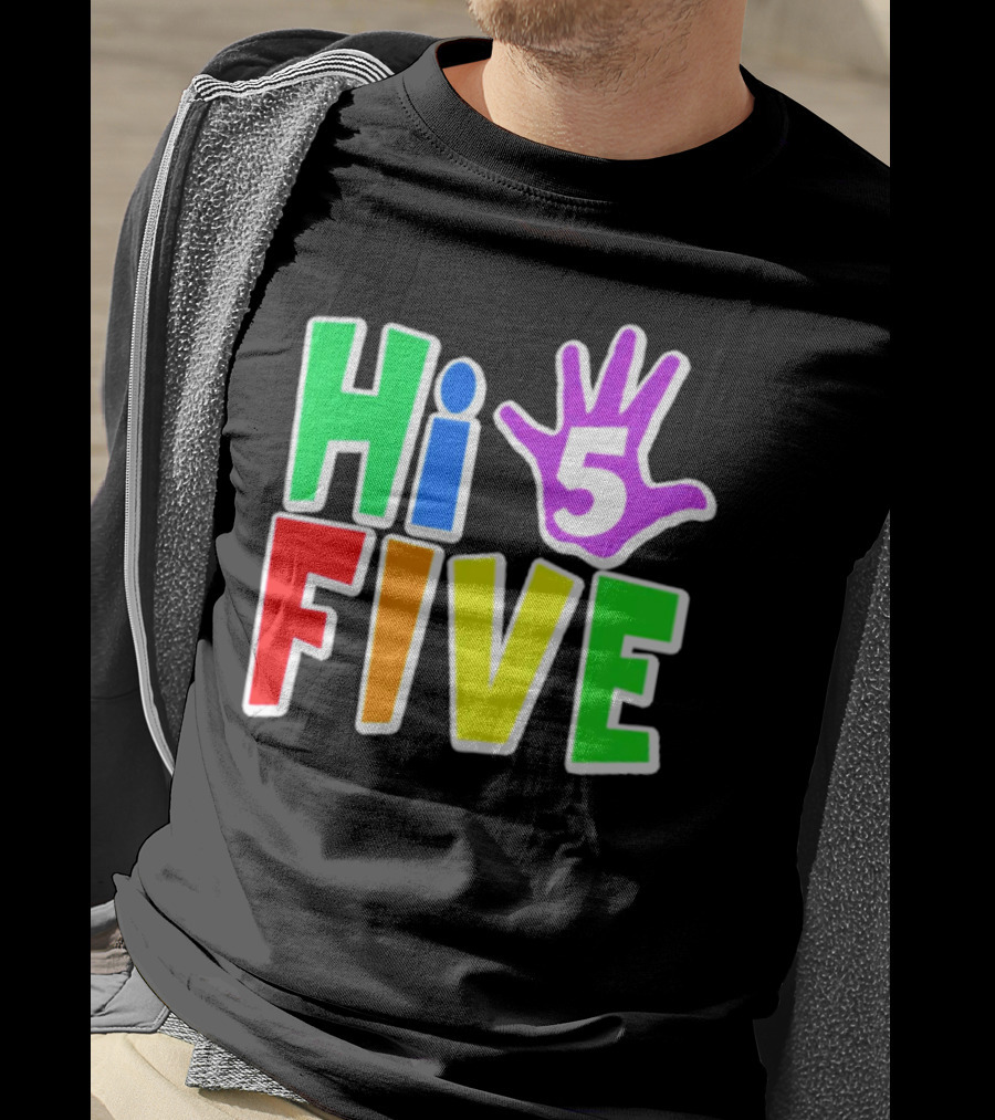Hi Five Birthday Kids Boys And Girls Colorful Handprint T-Shirt