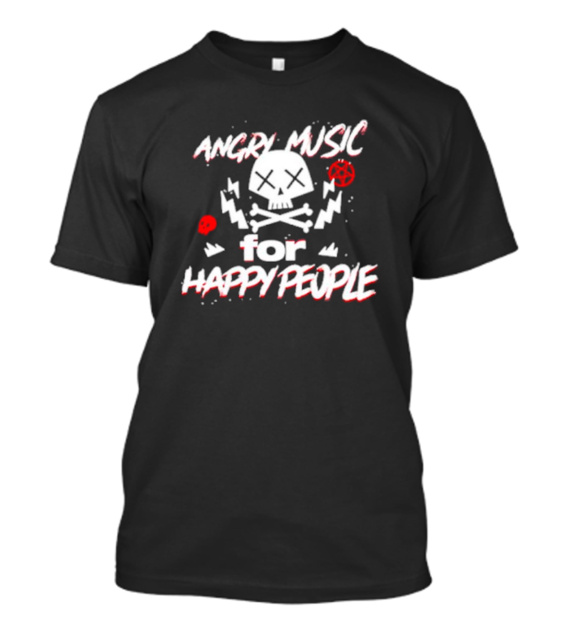 Angry Music For Happy People Skull Lightning Crossbones T-Shirt