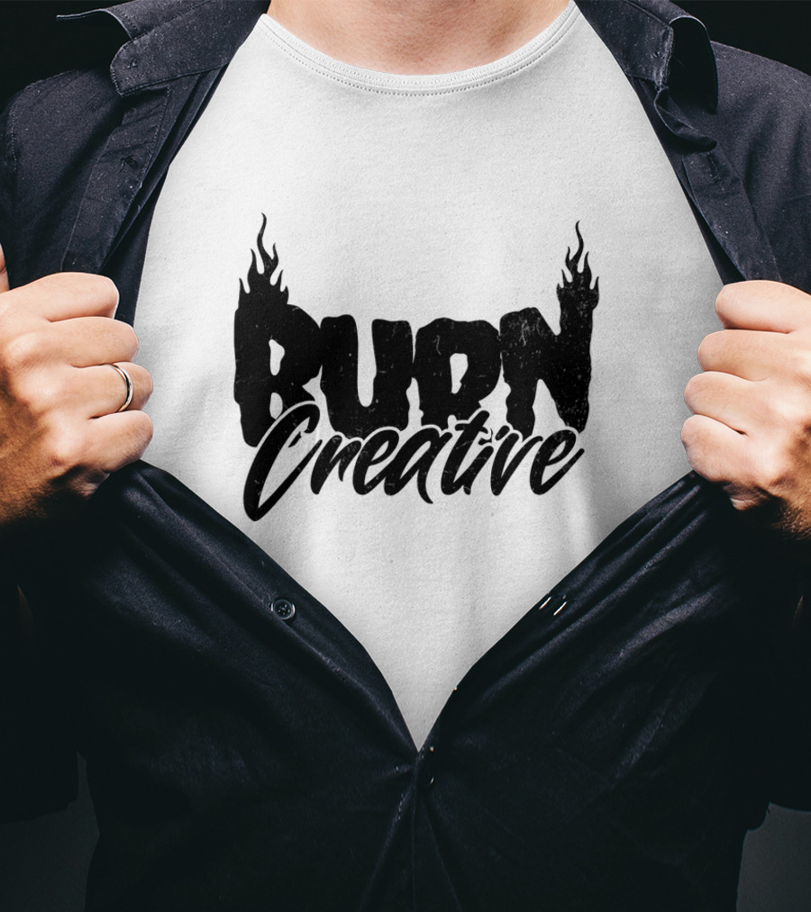Burn Creative Flame Text T-Shirt
