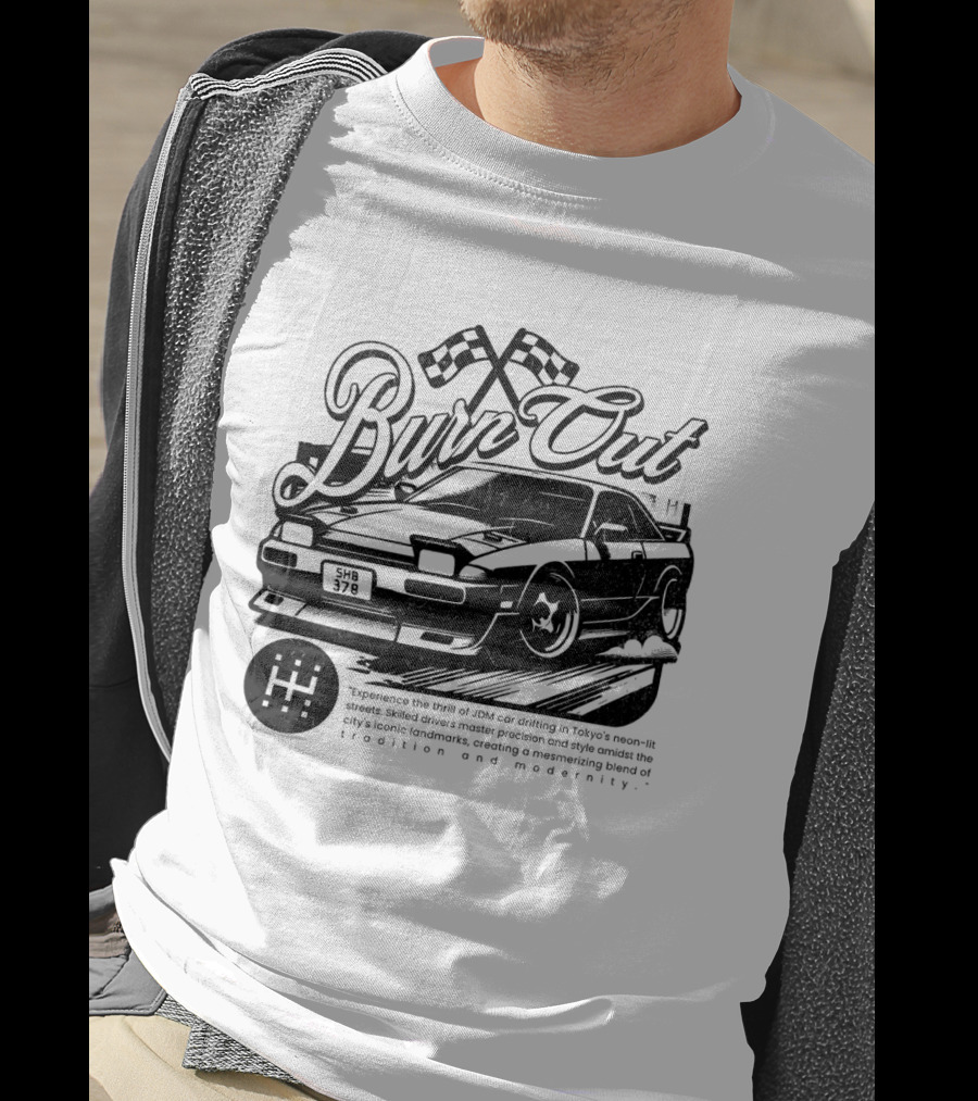 Burn Out JDM Car Drifting Tokyo Streets Tradition And Modernity T-Shirt
