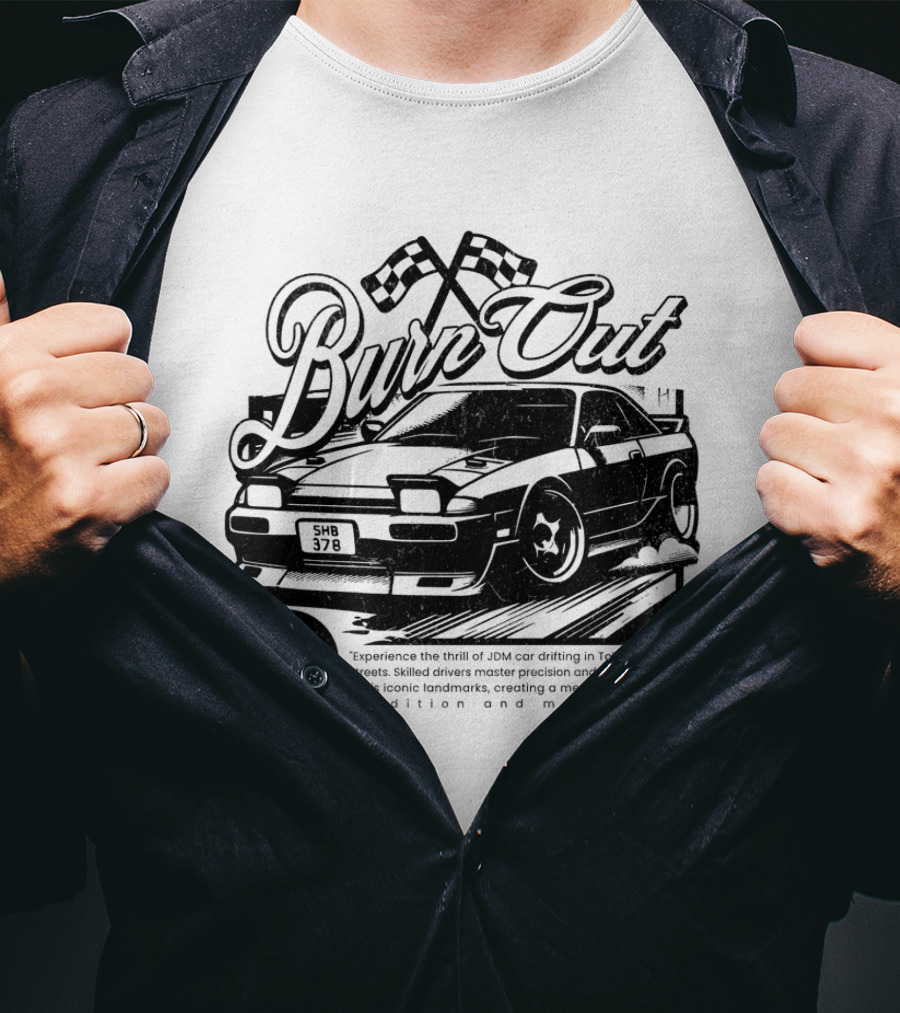 Burn Out JDM Car Drifting Tokyo Streets Tradition And Modernity T-Shirt