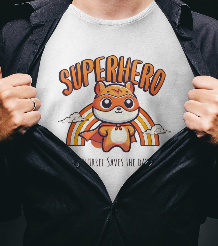 Superhero Squirrel Saves The Day T-Shirt