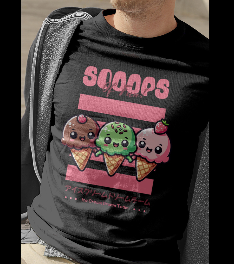 Scoops Of Fun Ice Cream Dream Team Kawaii Cones T-Shirt