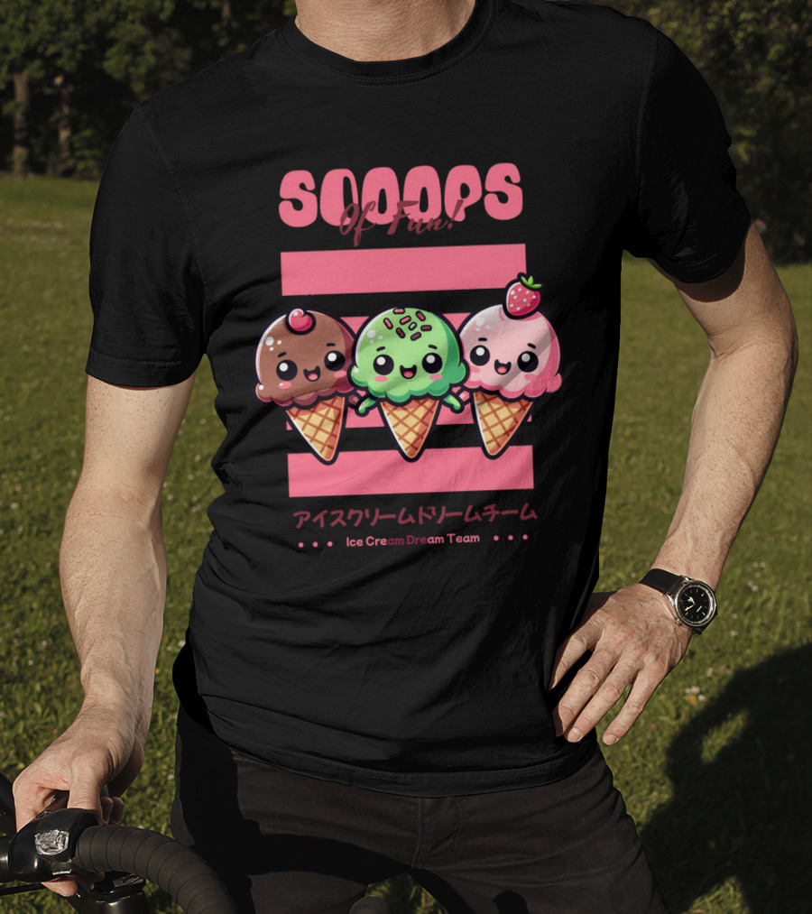 Scoops Of Fun Ice Cream Dream Team Kawaii Cones T-Shirt